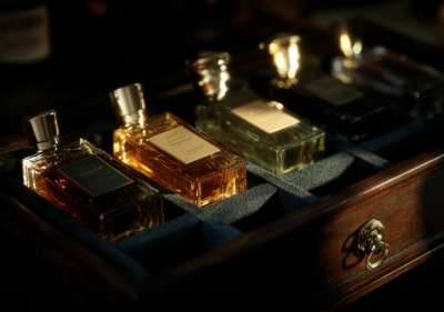 Luxury Perfume Care Guide – storing perfume in velvet-lined drawer